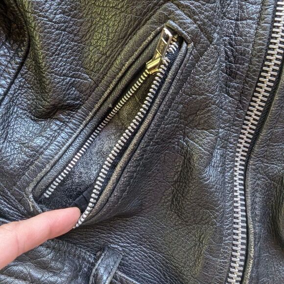 Harley-Davidson Vintage 80s Heavy Leather Motorcycle Jacket Sz 44 L - Picture 5 of 14